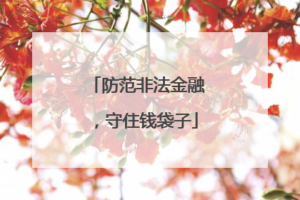 防范非法金融，守住钱袋子